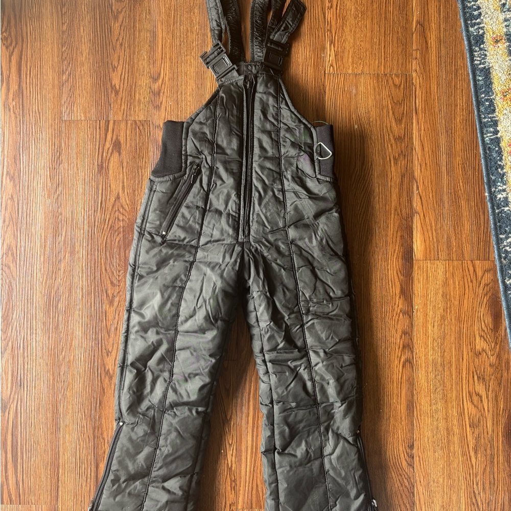 Black Quilted Snow Bib Overalls Winter Ski Pants